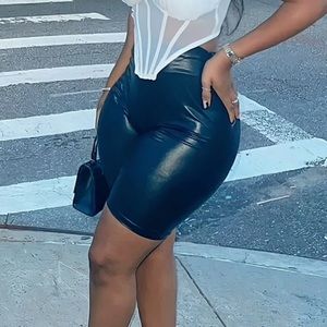 Faux Leather Biker Shorts
